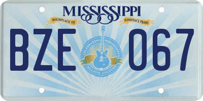 MS license plate BZE067