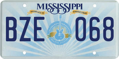 MS license plate BZE068