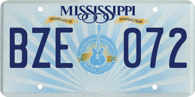 MS license plate BZE072