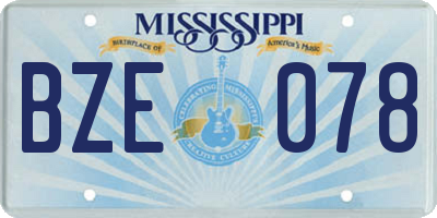 MS license plate BZE078