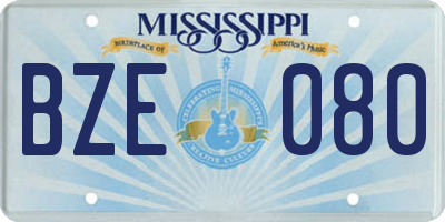 MS license plate BZE080