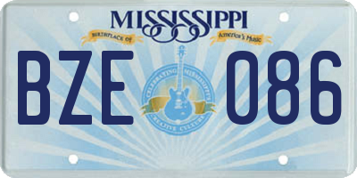 MS license plate BZE086