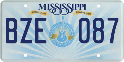 MS license plate BZE087
