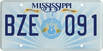 MS license plate BZE091