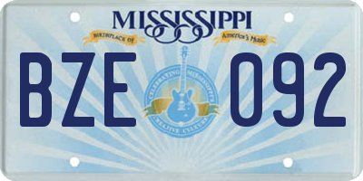 MS license plate BZE092