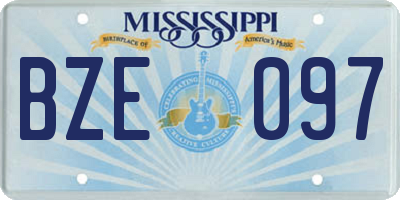 MS license plate BZE097