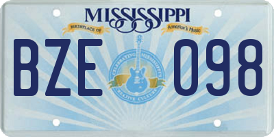 MS license plate BZE098