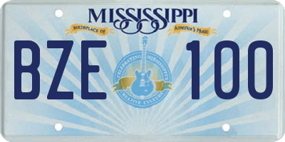 MS license plate BZE100