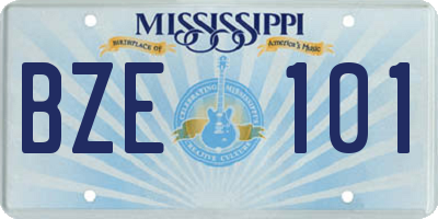 MS license plate BZE101