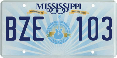 MS license plate BZE103