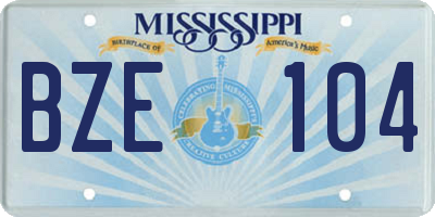 MS license plate BZE104