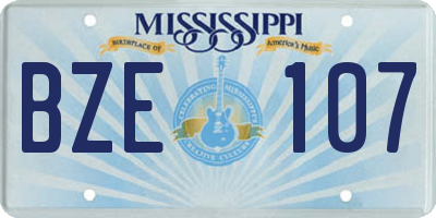 MS license plate BZE107
