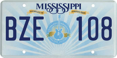 MS license plate BZE108