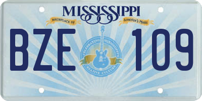 MS license plate BZE109