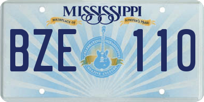 MS license plate BZE110