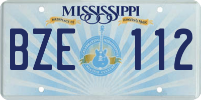 MS license plate BZE112
