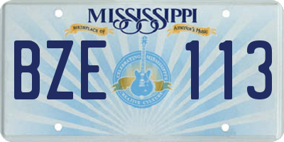 MS license plate BZE113