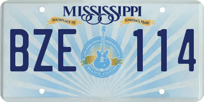 MS license plate BZE114