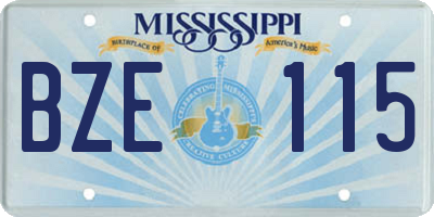MS license plate BZE115
