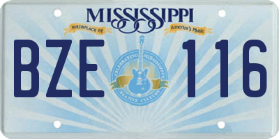 MS license plate BZE116