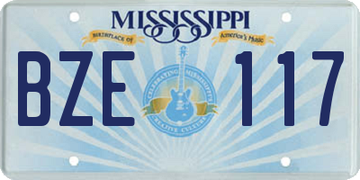 MS license plate BZE117