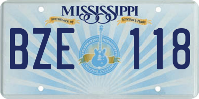 MS license plate BZE118