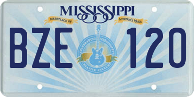 MS license plate BZE120