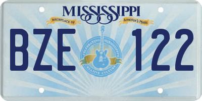 MS license plate BZE122