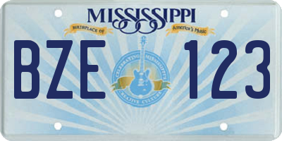 MS license plate BZE123