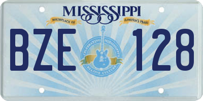MS license plate BZE128