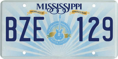 MS license plate BZE129