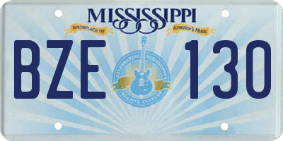 MS license plate BZE130