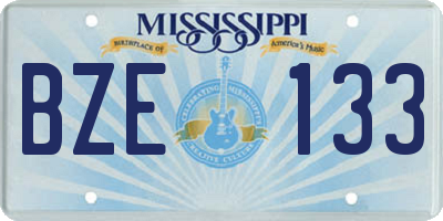 MS license plate BZE133
