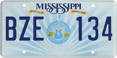MS license plate BZE134