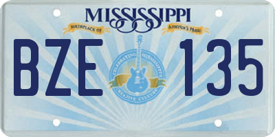 MS license plate BZE135