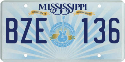 MS license plate BZE136