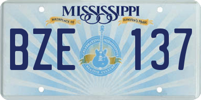 MS license plate BZE137