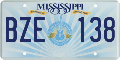 MS license plate BZE138