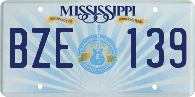 MS license plate BZE139