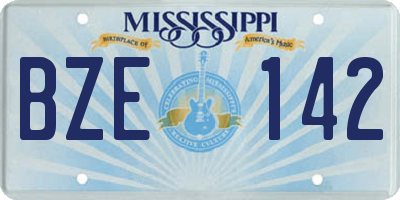 MS license plate BZE142