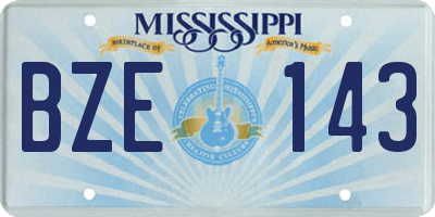 MS license plate BZE143