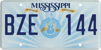MS license plate BZE144