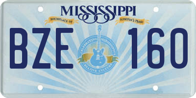 MS license plate BZE160