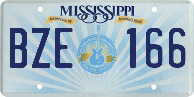 MS license plate BZE166