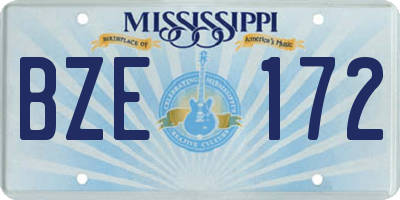 MS license plate BZE172