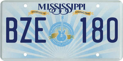 MS license plate BZE180