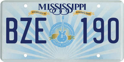 MS license plate BZE190