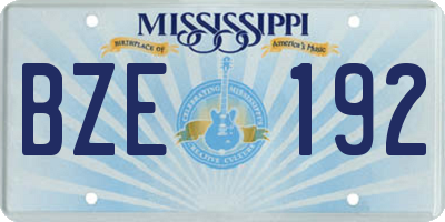 MS license plate BZE192