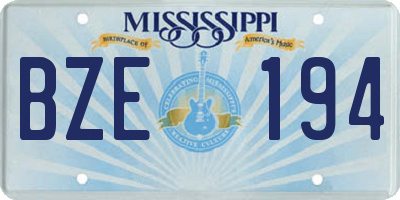 MS license plate BZE194