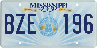 MS license plate BZE196